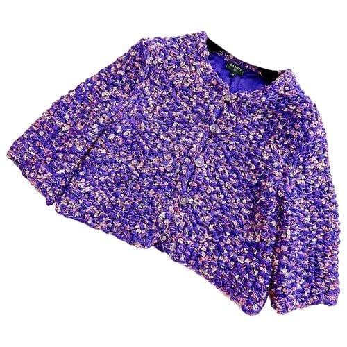Pre-owned Chanel Silk Cardigan In Purple