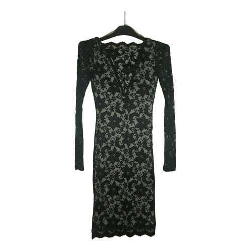 Pre-owned Lipsy Lace Mid-length Dress In Black