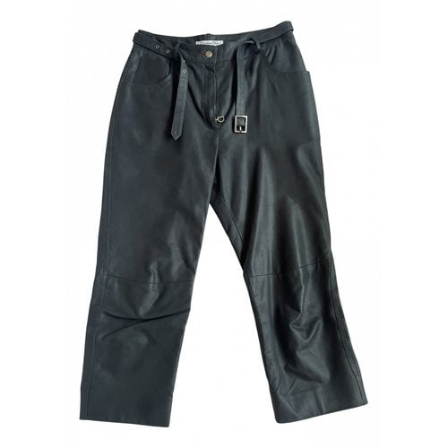 Pre-owned Dior Leather Trousers In Grey