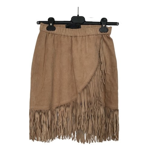 Pre-owned Enes Leather Mini Skirt In Camel