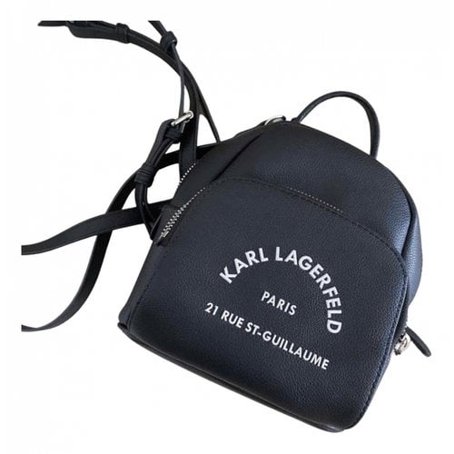 Pre-owned Karl Lagerfeld Vegan Leather Backpack In Black