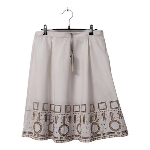Pre-owned Hoss Intropia Mid-length Skirt In White