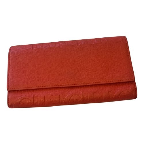 Pre-owned Carolina Herrera Leather Clutch Bag In Red