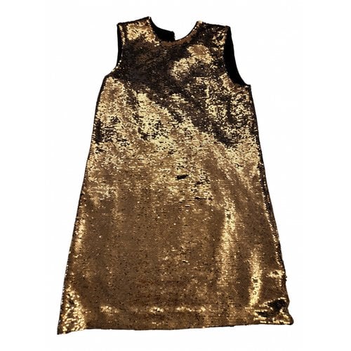 Pre-owned Maje Glitter Mini Dress In Gold