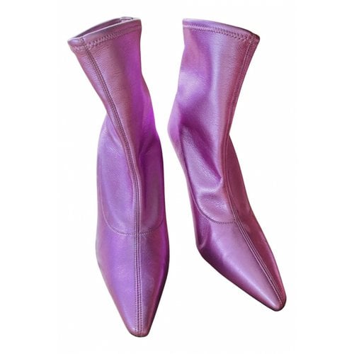 Pre-owned Giuseppe Zanotti Leather Ankle Boots In Pink
