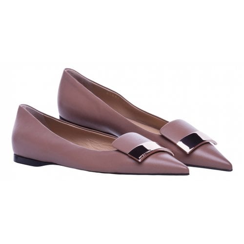 Pre-owned Sergio Rossi Leather Ballet Flats In Pink