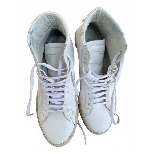 Pre-owned Givenchy Leather High Trainers In White