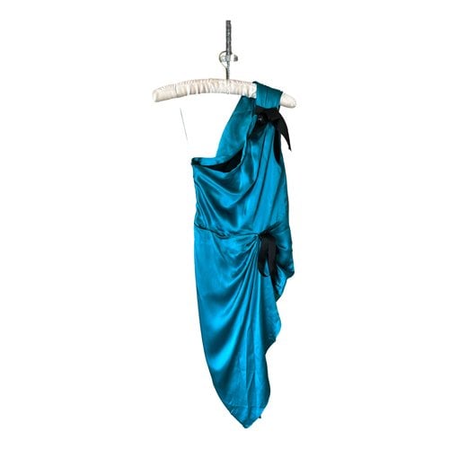 Pre-owned Whistles Silk Mini Dress In Turquoise