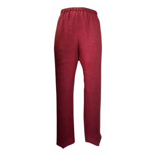 Pre-owned Max Mara Linen Straight Pants In Red
