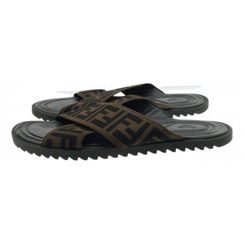 Pre-owned Fendi Leather Sandals In Brown