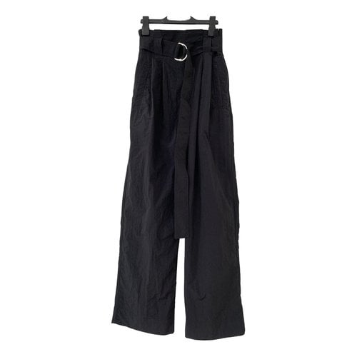 Pre-owned Ganni Straight Pants In Black