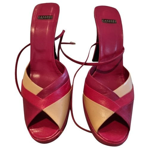 Pre-owned Casadei Leather Sandal In Burgundy