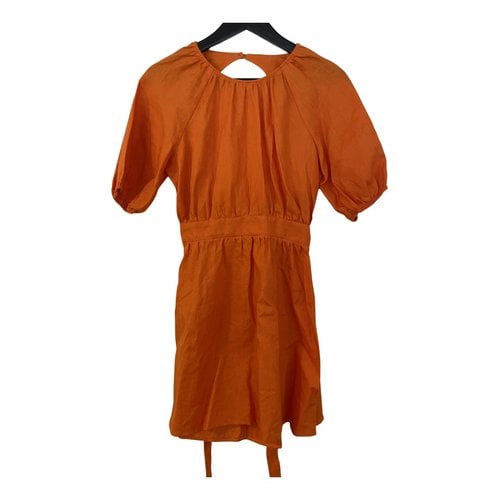 Pre-owned Reformation Linen Mini Dress In Orange