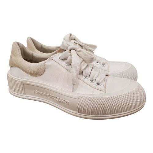 Pre-owned Alexander Mcqueen Deck Plimsoll Trainers In White