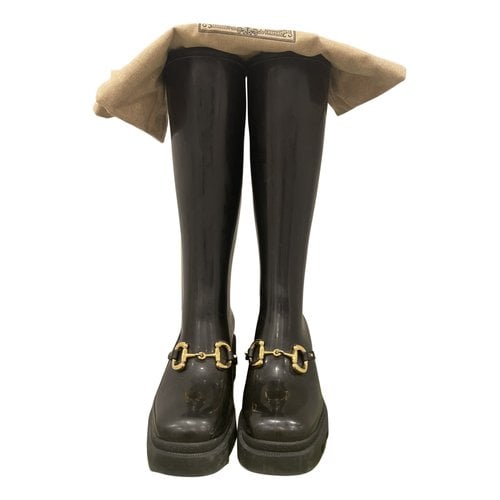 Pre-owned Gucci Wellington Boots In Black