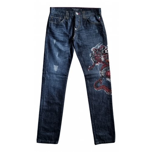 Pre-owned Philipp Plein Straight Jeans In Blue