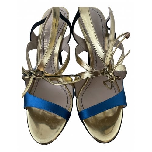 Pre-owned John Galliano Patent Leather Sandals In Gold