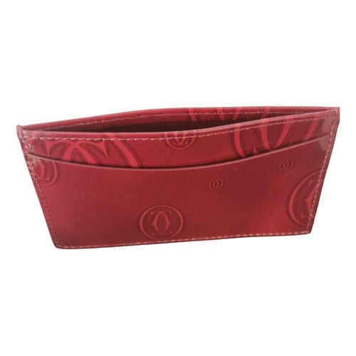 Pre-owned Cartier Leather Card Wallet In Red
