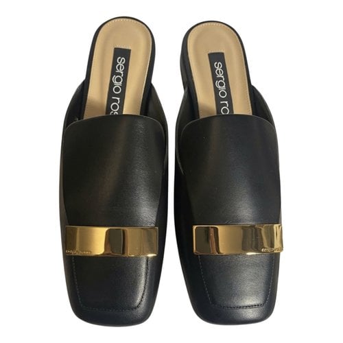 Pre-owned Sergio Rossi Leather Mules In Black