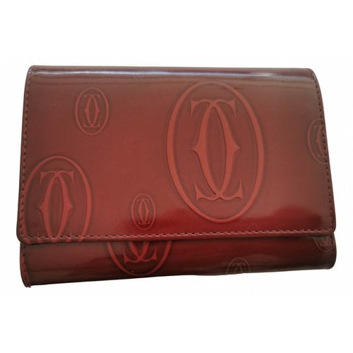 Pre-owned Cartier Patent Leather Wallet In Red