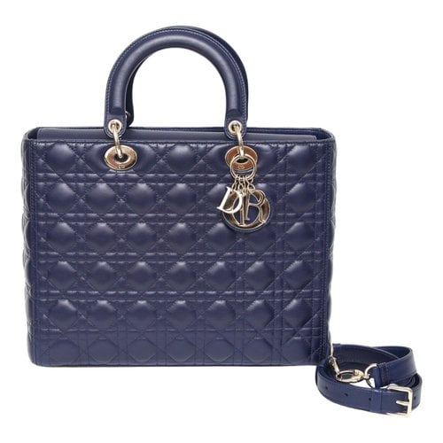Pre-owned Dior Leather Tote In Blue