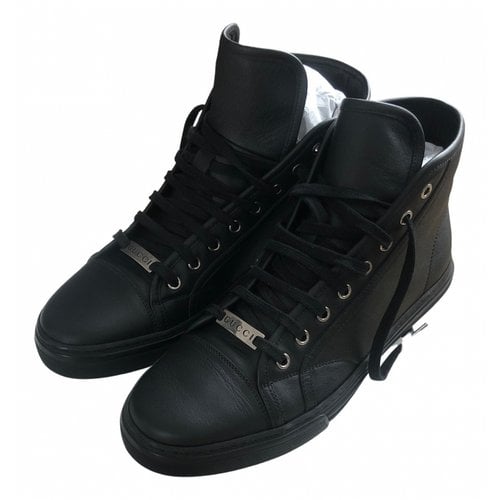 Pre-owned Gucci Leather High Trainers In Black