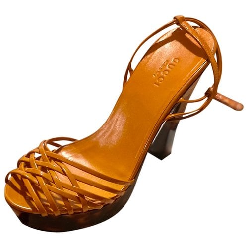 Pre-owned Gucci Patent Leather Sandal In Orange