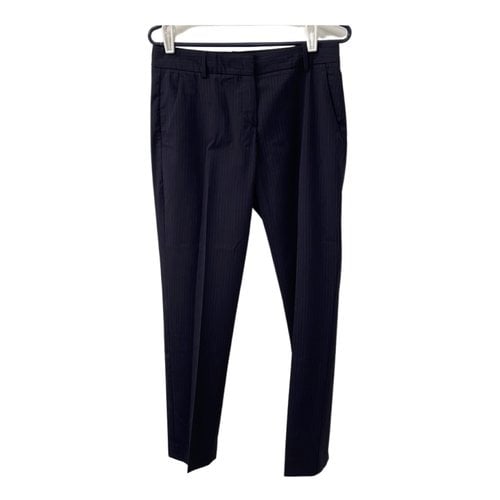 Pre-owned Theory Wool Trousers In Navy