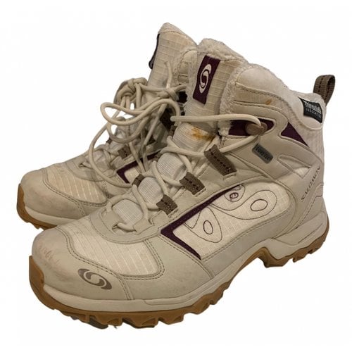 Pre-owned Salomon Cloth Snow Boots In Beige