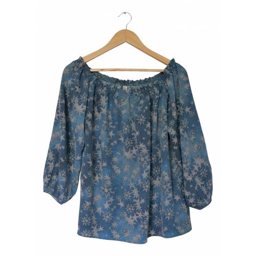 Pre-owned True Religion Silk Blouse In Blue