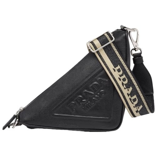 Pre-owned Prada Saffiano Leather Crossbody Bag In Black