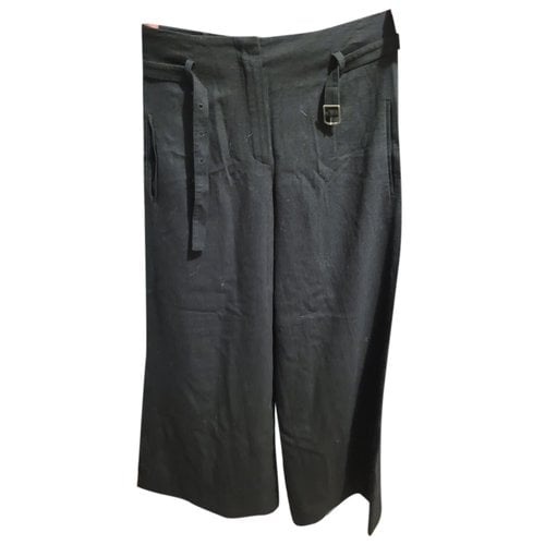 Pre-owned Kenzo Linen Large Pants In Black