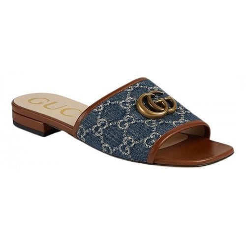 Pre-owned Gucci Marmont Cloth Sandal In Blue