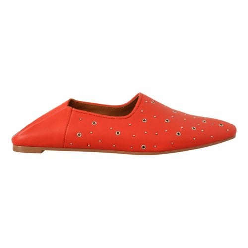 Pre-owned See By Chloé Leather Flats In Orange