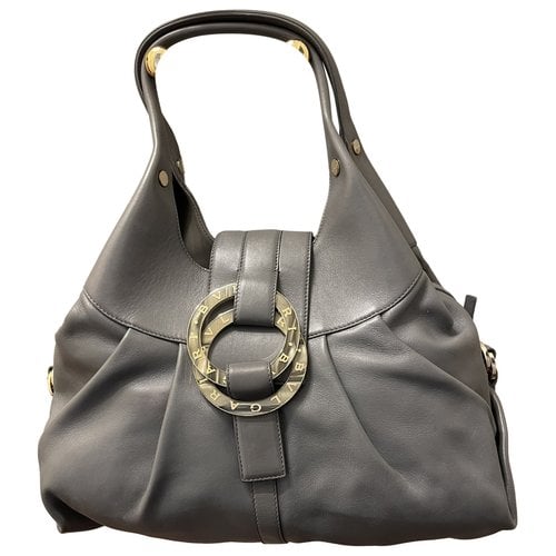 Pre-owned Bvlgari Chandra Leather Handbag In Grey