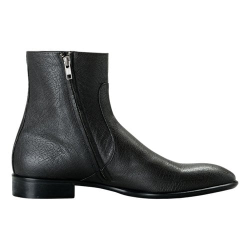 Pre-owned Roberto Cavalli Leather Boots In Anthracite