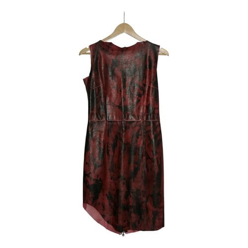 Pre-owned Balmain Leather Mid-length Dress In Red