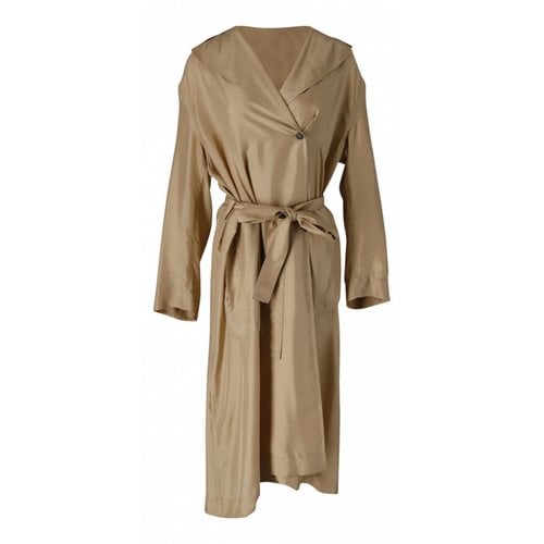 Pre-owned Victoria Beckham Silk Trench Coat In Beige