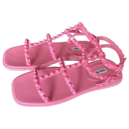 Pre-owned Miu Miu Leather Sandal In Pink