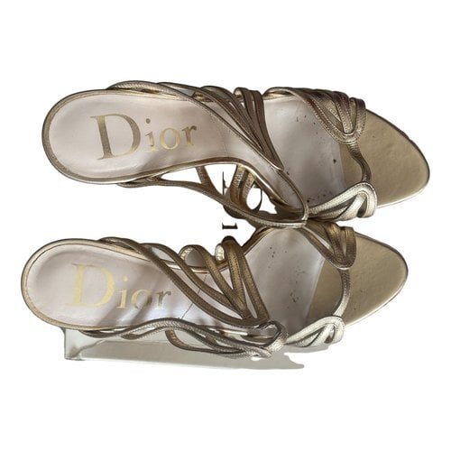 Pre-owned Dior Leather Sandals In Gold