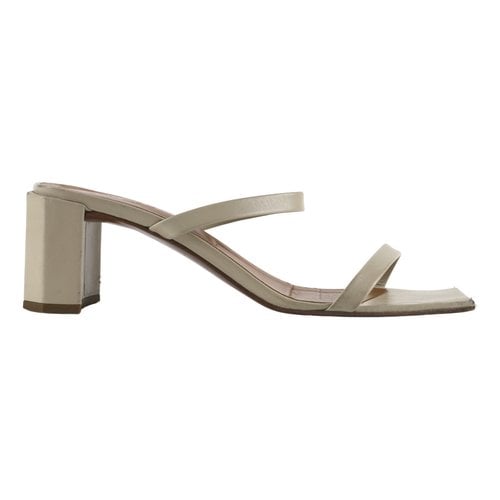 Pre-owned By Far Leather Sandal In Beige