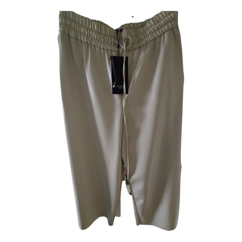 Pre-owned Max Mara Leather Trousers In Beige