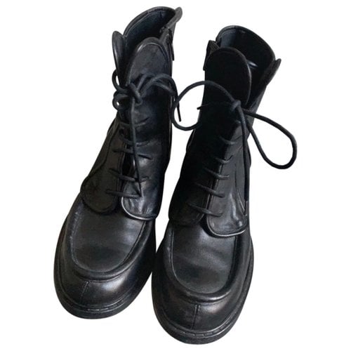 Pre-owned Alysi Leather Lace Up Boots In Black