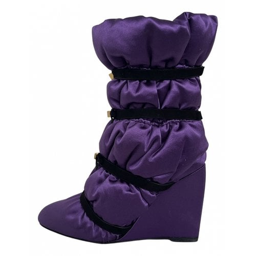 Pre-owned Stuart Weitzman Cloth Ankle Boots In Purple