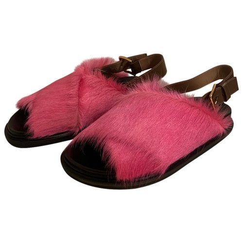 Pre-owned Marni Fussbett Leather Sandals In Pink