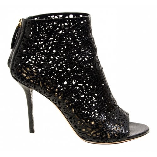 Pre-owned Emilio Pucci Leather Open Toe Boots In Black