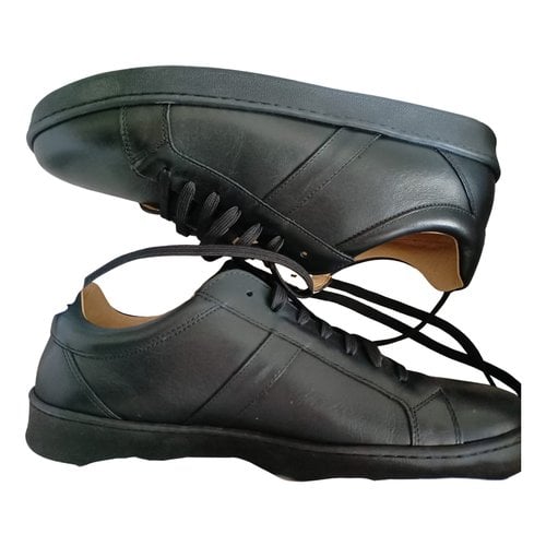 Pre-owned Kleman Leather Low Trainers In Black