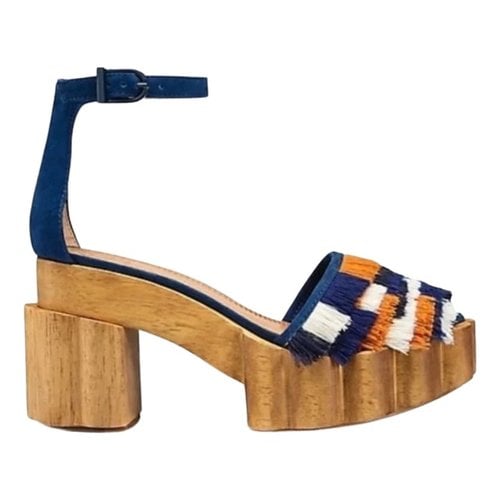 Pre-owned Tory Burch Cloth Sandal In Blue