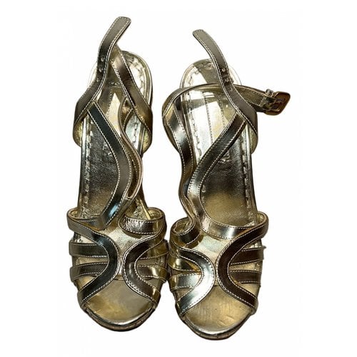 Pre-owned Prada Leather Sandals In Gold