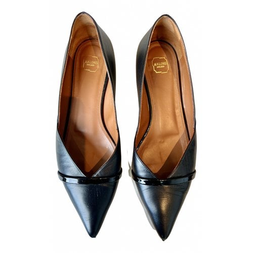 Pre-owned Malone Souliers Leather Ballet Flats In Black